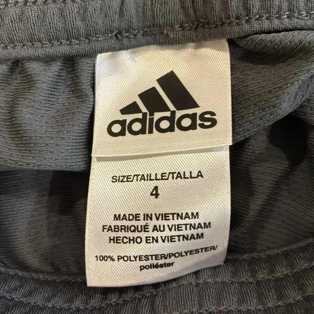 Adidas Kid’s  Charcoal Gray Athletic Shorts - Picture 4 of 4